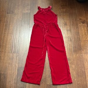 Gymboree Ruby Red Velvet Jumpsuit, Size 12